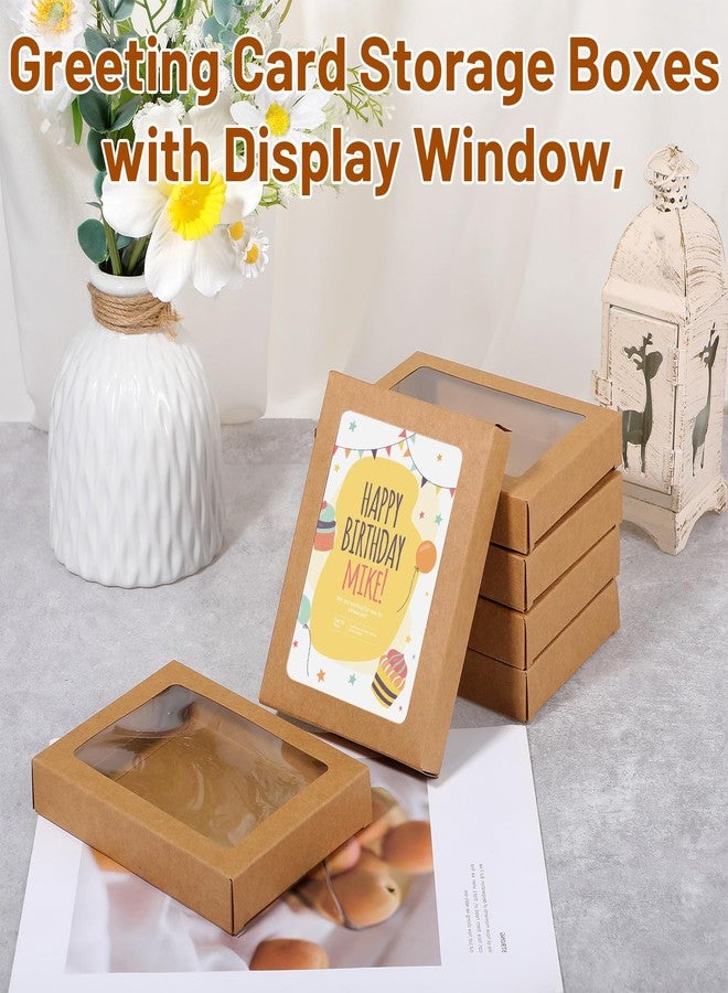JOUTYFOR 50 Pcs Greeting Card Storage Boxes, Kraft Paper Boxes with Transparent Window, Greeting Card Envelope Applicable Bulk Frame Photo Storage (4.5 x 6 x 1 Inches) - Image 4